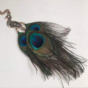 Long peacock necklace